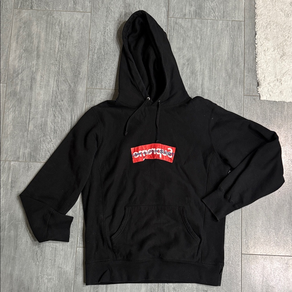 COMME des GARÇONS Homme Plus Black Hoodie with Red Logo